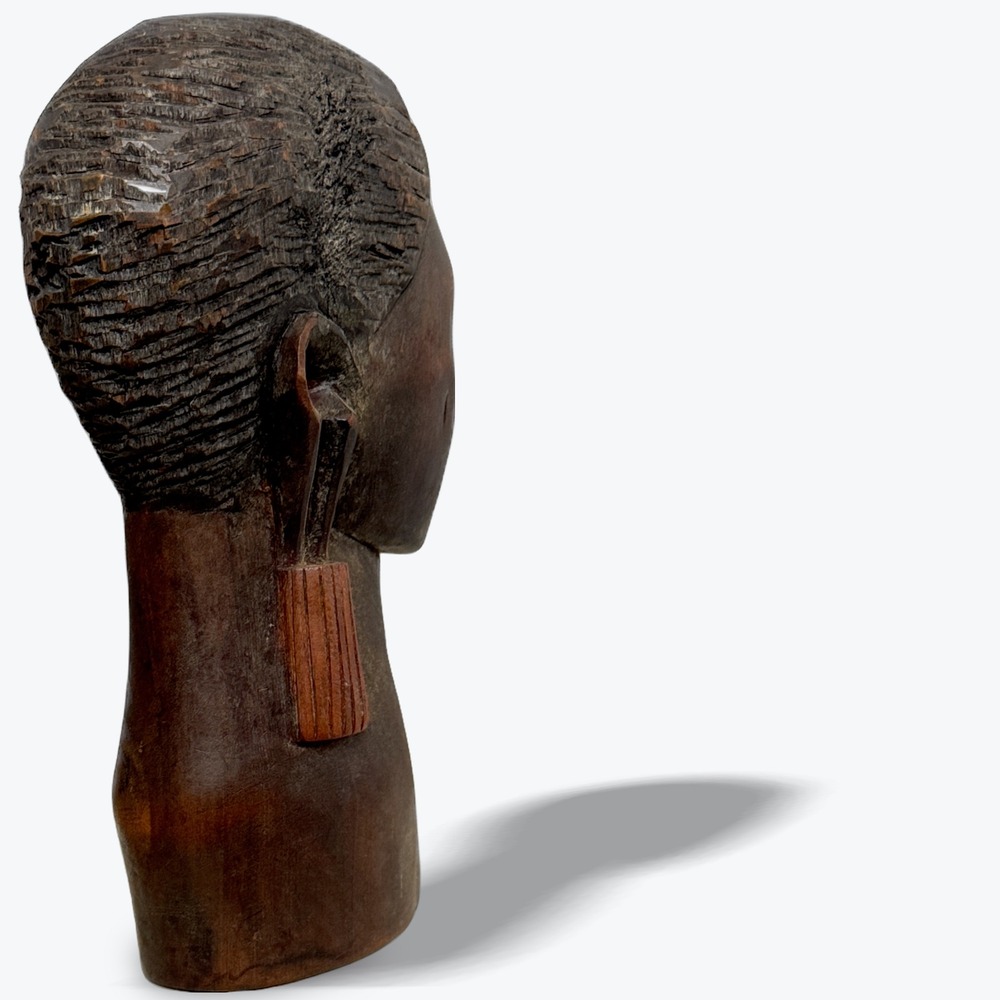 African‎ Ebony Hand Carved Fulani Ghana Woman Bust Statue Vintage - Picture 9 of 12
